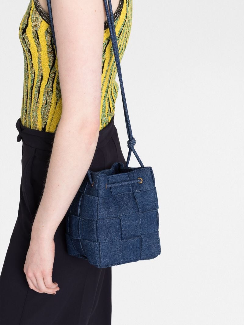 Blue Small Cassette Denim Bucket Bag