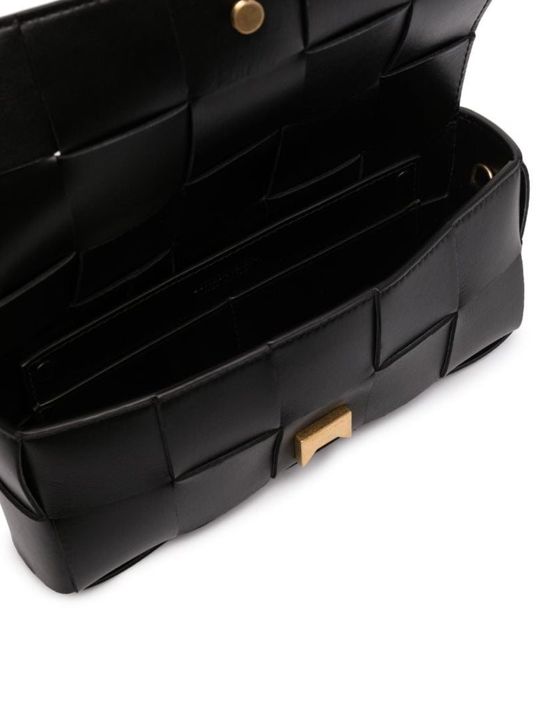 Black Cassette Intrecciato-leather Pouch Bag