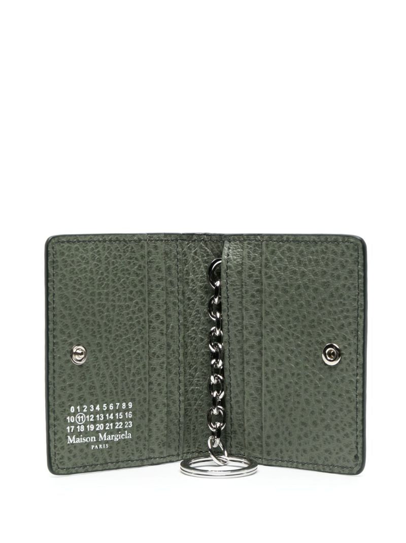 Green Four Stitch Keychain Wallet