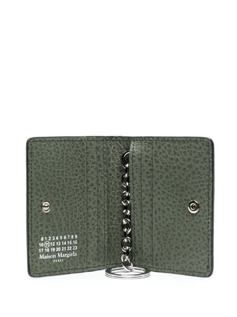 Green Four Stitch Keychain Wallet