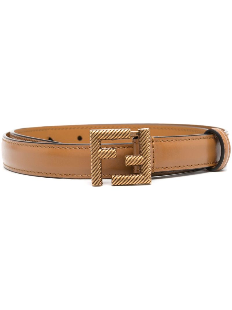Brown Ff Logo Leather Belt
