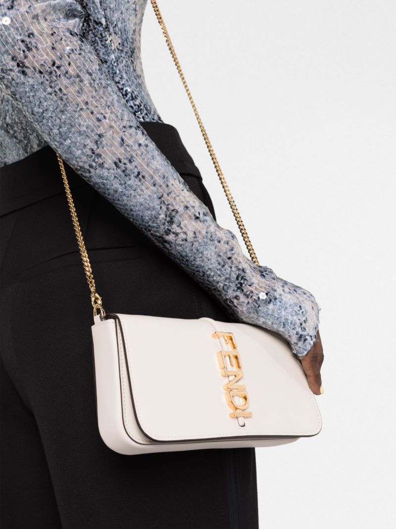Neutral Fendigraphy Leather Cross Body Bag