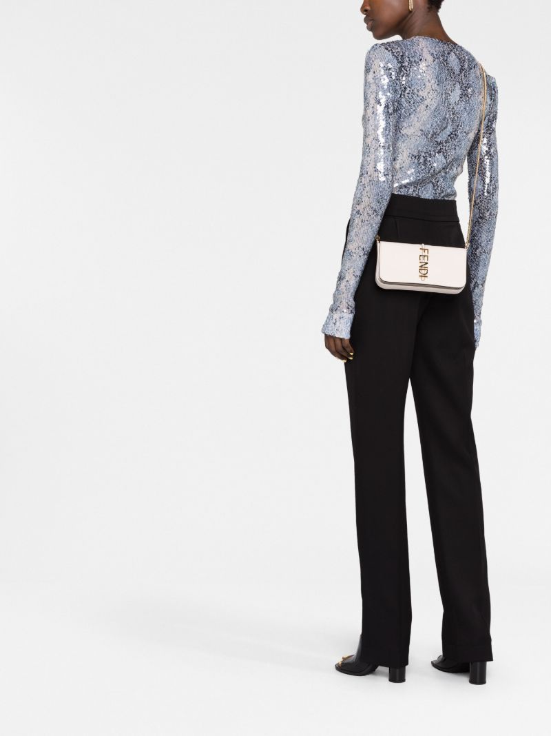 Neutral Fendigraphy Leather Cross Body Bag