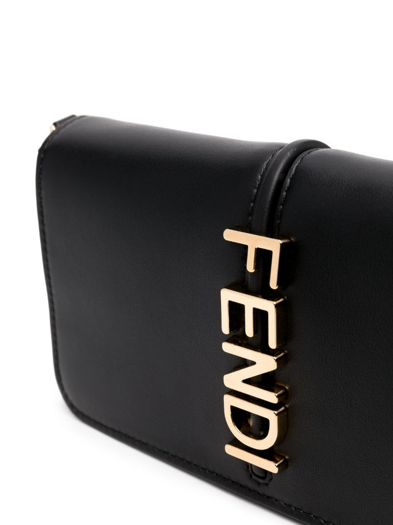 Black Fendigraphy Leather Cross Body Bag