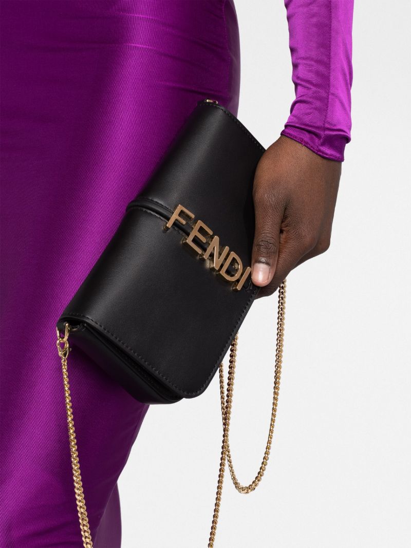 Black Fendigraphy Leather Cross Body Bag