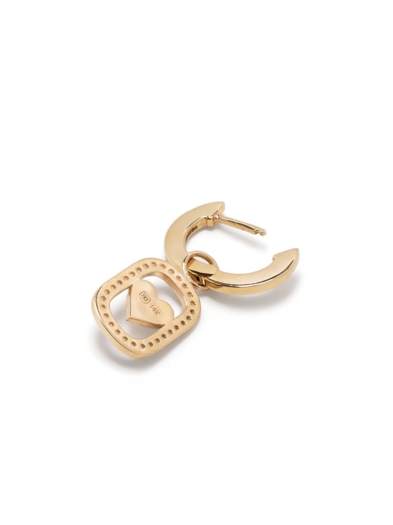 14k Yellow Gold Open Icon Diamond Hoop Earrings