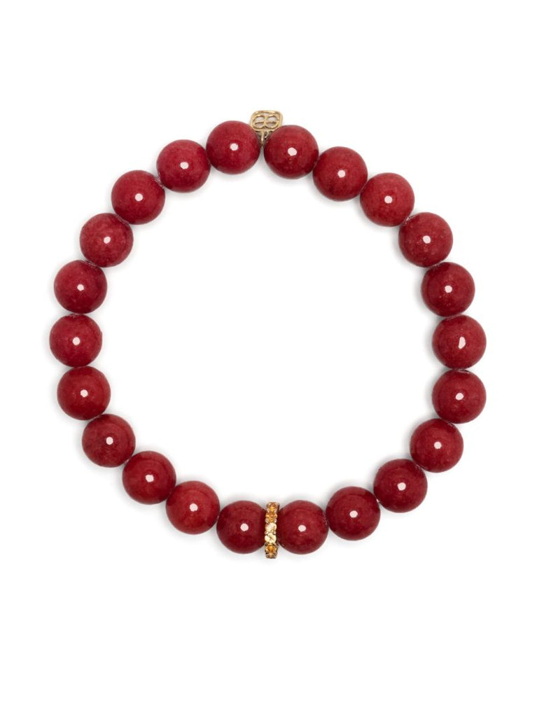 14k Yellow Gold Rondelle Jade and Sapphire Bracelet
