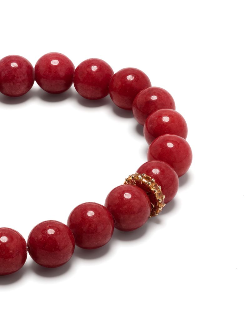 14k Yellow Gold Rondelle Jade and Sapphire Bracelet