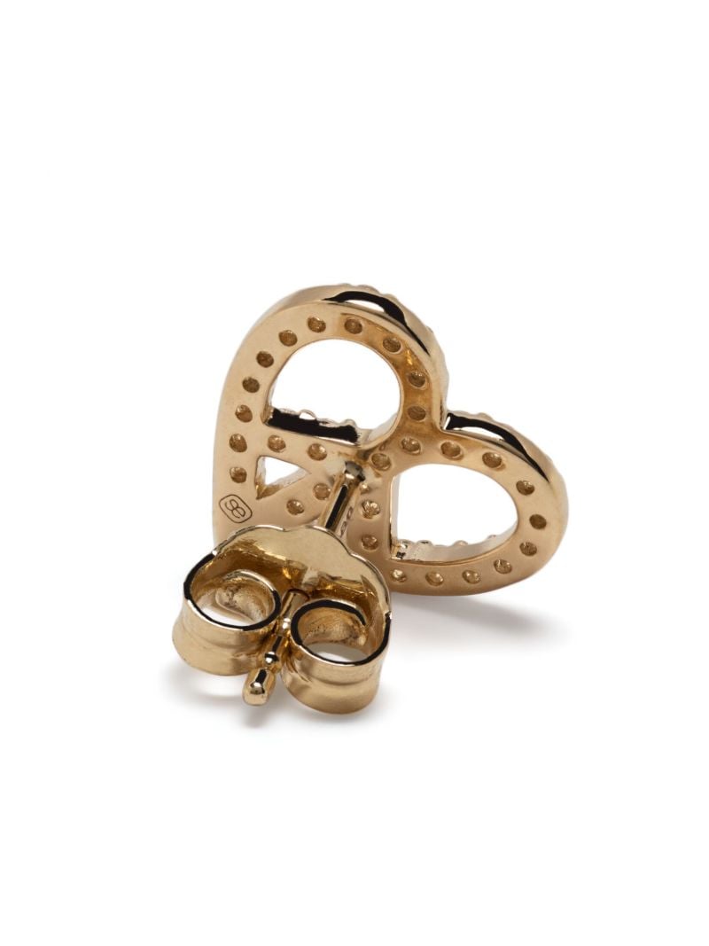 14k Yellow Gold Peace Heart Diamond Single Stud Earring