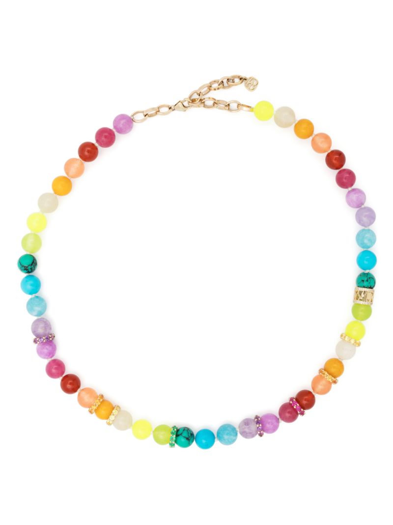 14k Yellow Gold Rainbow Sapphire and Diamond Necklace