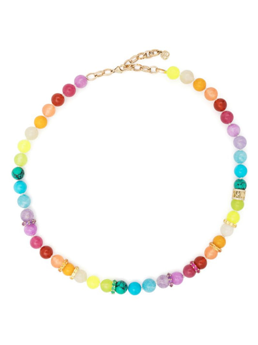 14k Yellow Gold Rainbow Sapphire and Diamond Necklace