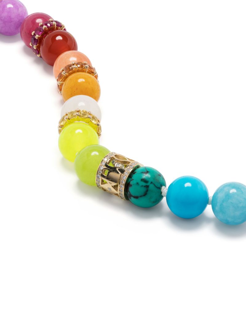 14k Yellow Gold Rainbow Sapphire and Diamond Necklace
