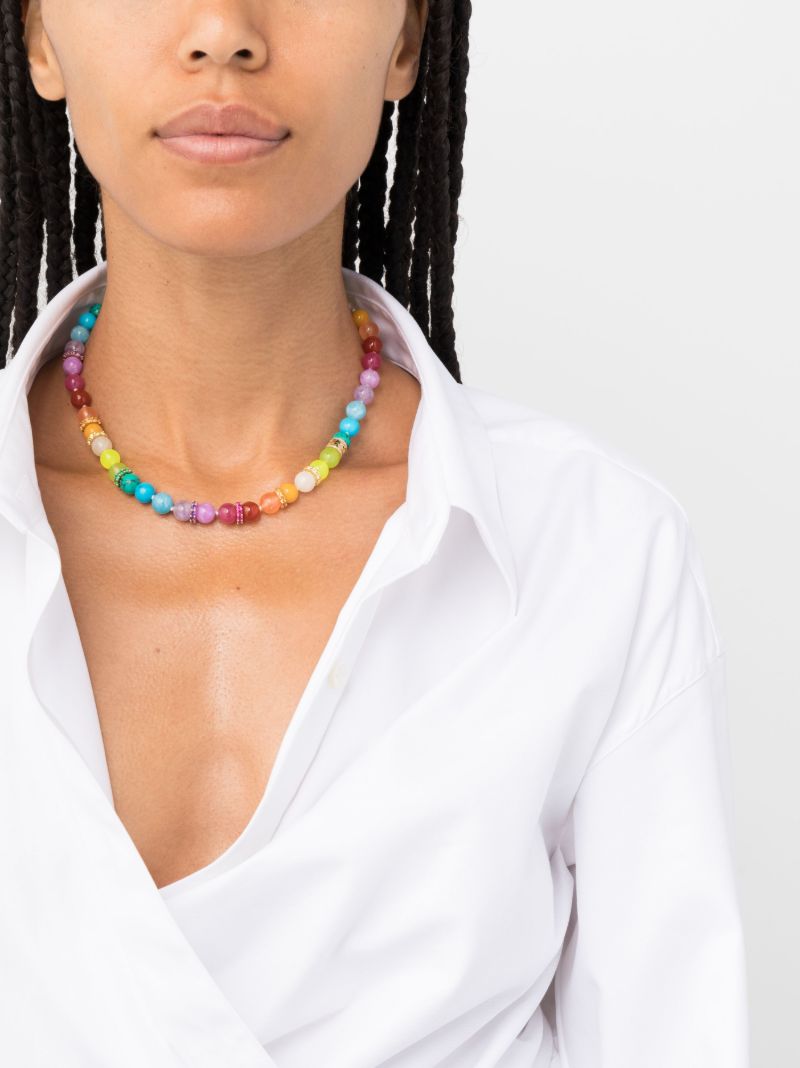 14k Yellow Gold Rainbow Sapphire and Diamond Necklace