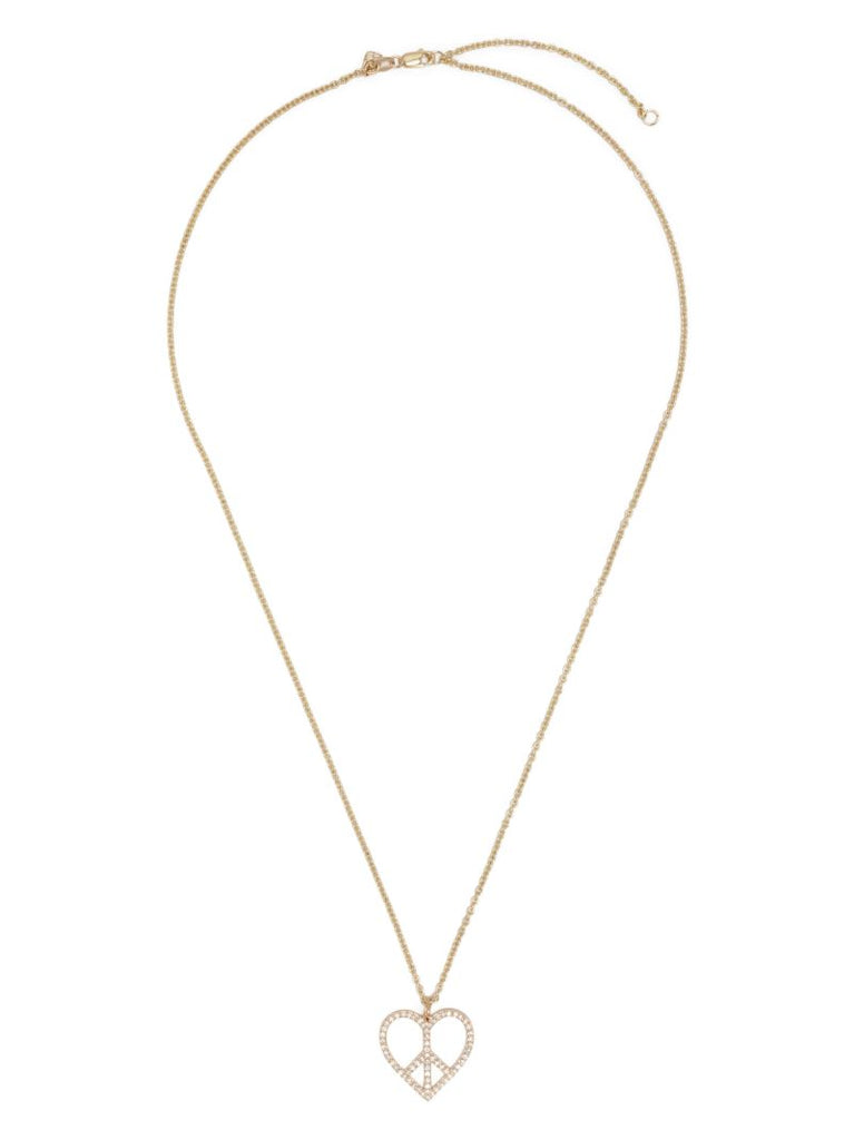 14k Yellow Gold Peace Heart Large Diamond Necklace