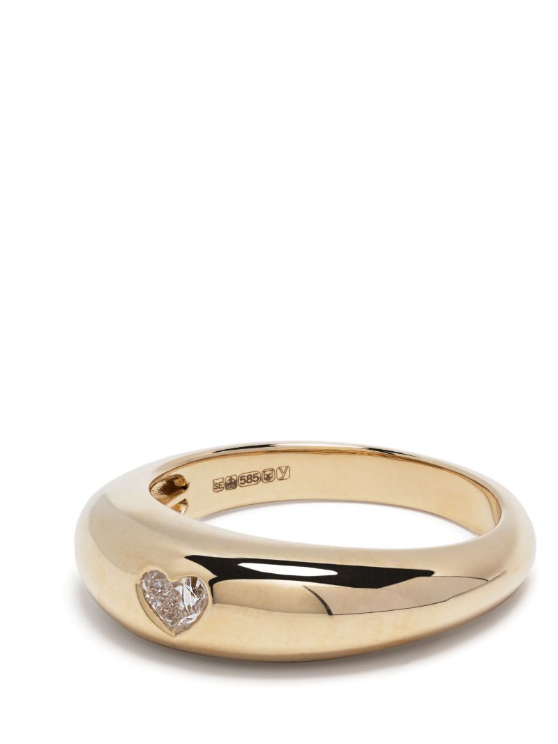 14k Yellow Gold Heart Diamond Ring