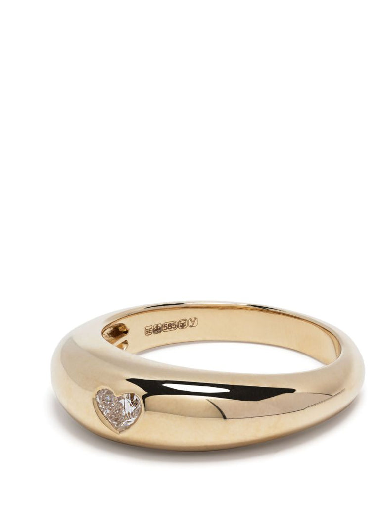 14k Yellow Gold Heart Diamond Ring