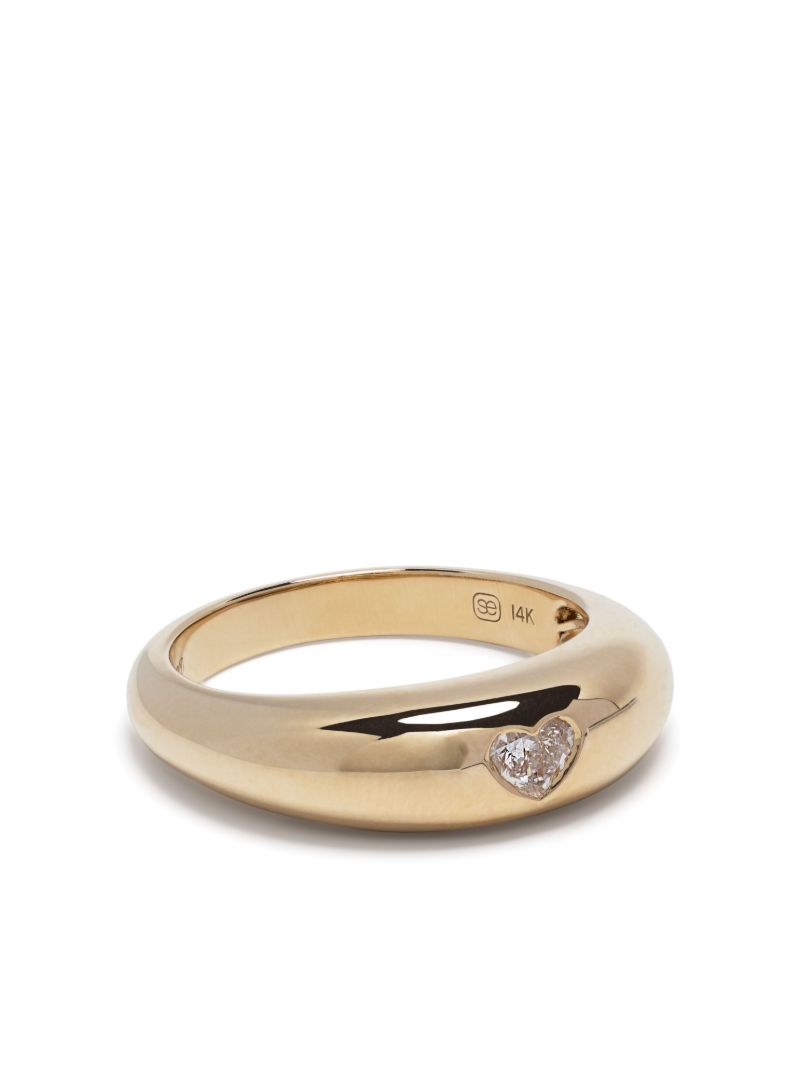 14k Yellow Gold Heart Diamond Ring