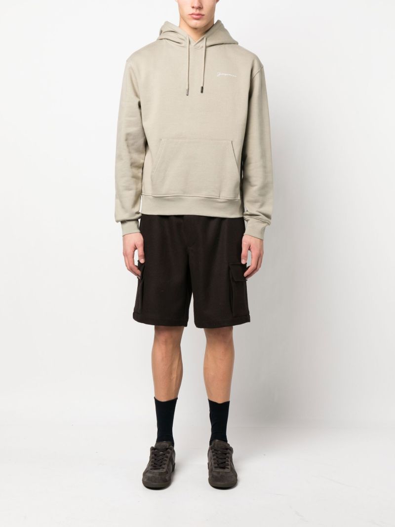 Khaki Embroidered Logo Hoodie