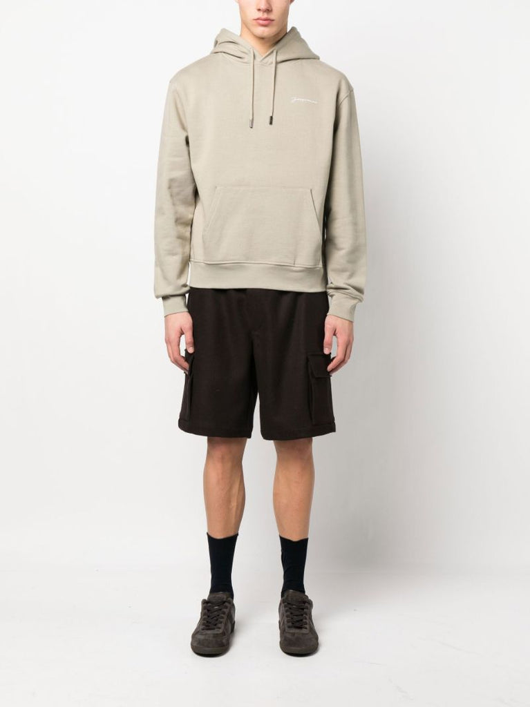 Khaki Embroidered Logo Hoodie
