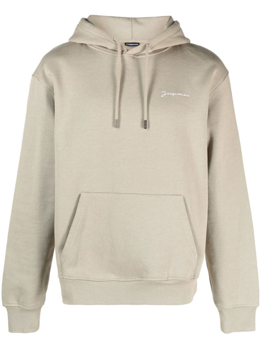 Khaki Embroidered Logo Hoodie