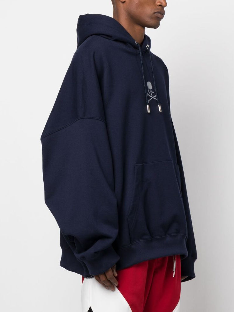 Blue Skull Print Cotton Hoodie