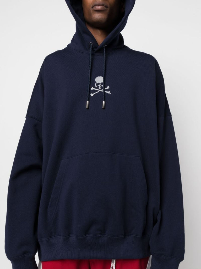 Blue Skull Print Cotton Hoodie