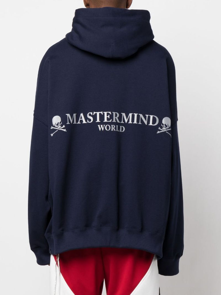 Blue Skull Print Cotton Hoodie
