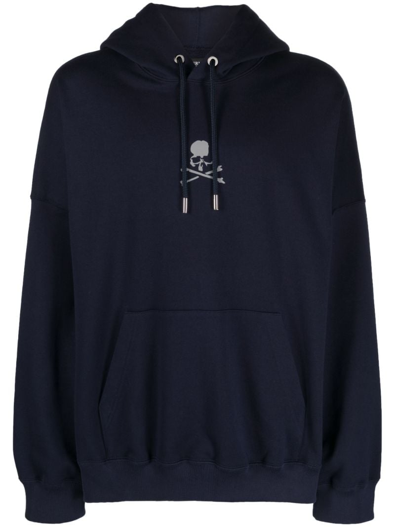 Blue Skull Print Cotton Hoodie