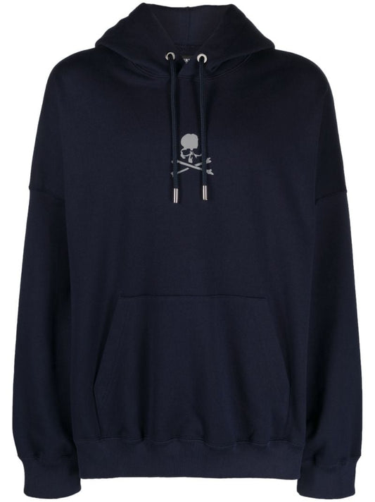 Blue Skull Print Cotton Hoodie