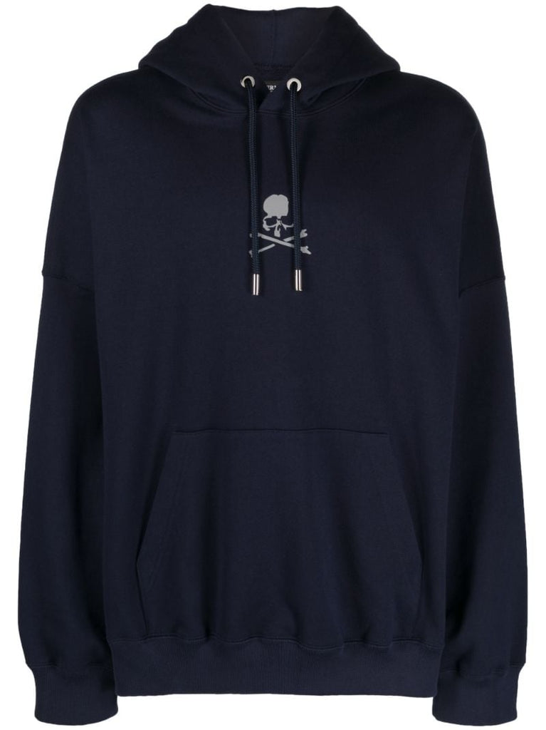 Blue Skull Print Cotton Hoodie