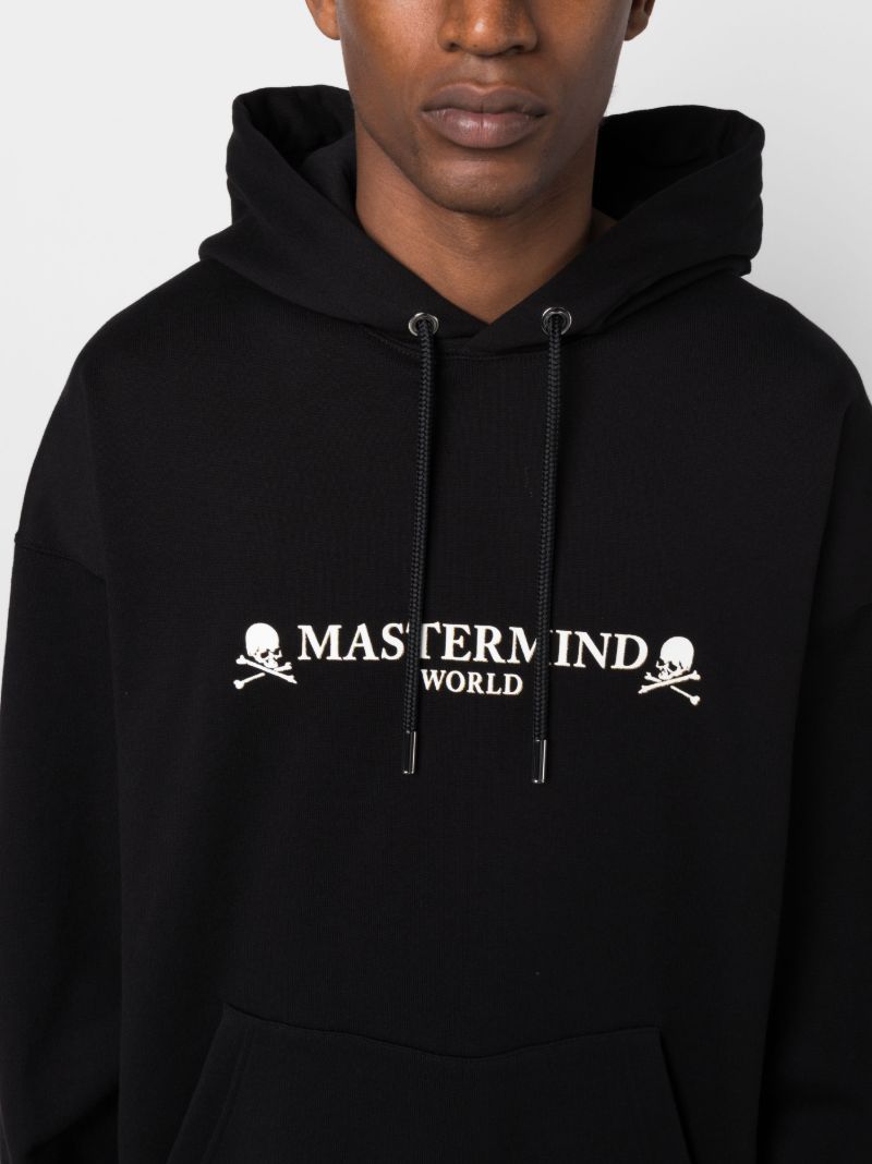 Black Logo Print Cotton Hoodie