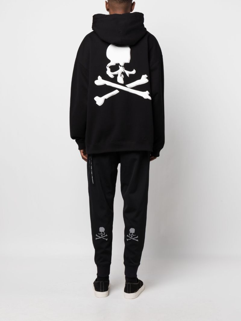 Black Logo Print Cotton Hoodie