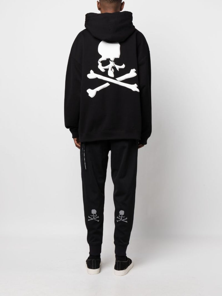 Black Logo Print Cotton Hoodie