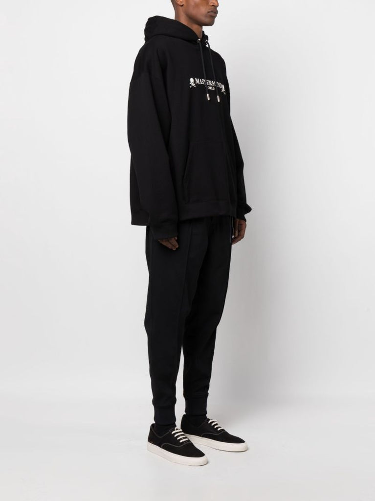 Black Logo Print Cotton Hoodie