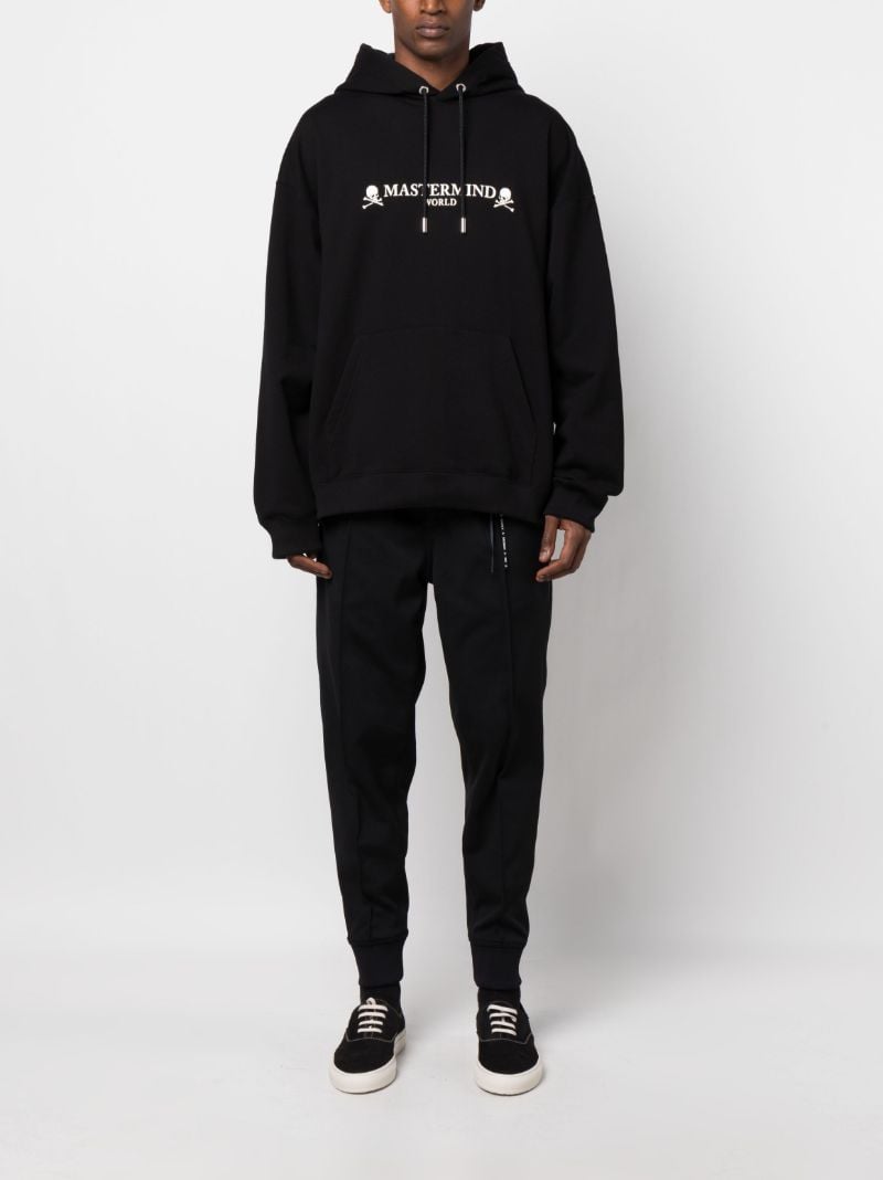Black Logo Print Cotton Hoodie