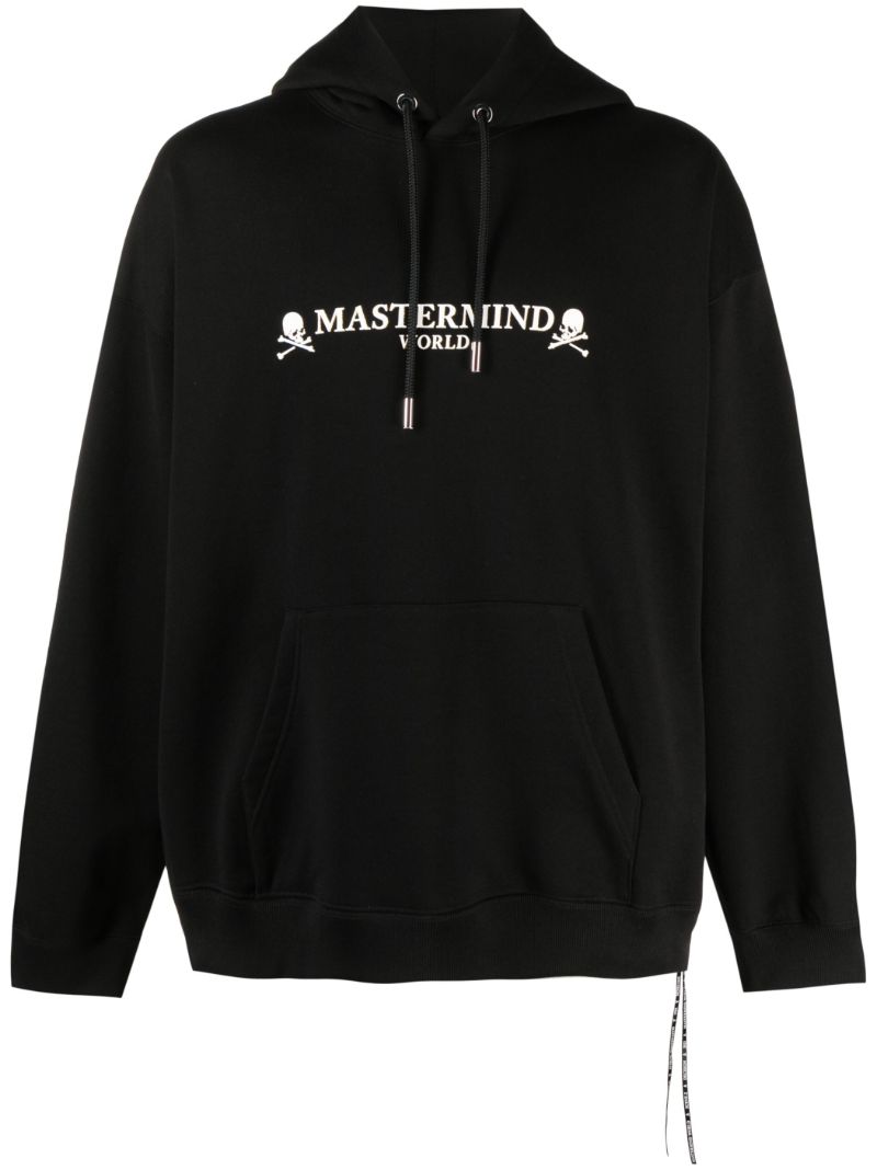 Black Logo Print Cotton Hoodie