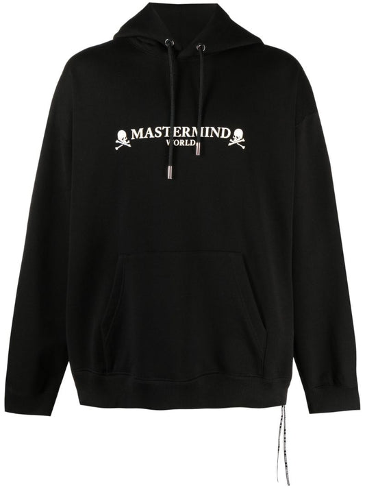 Black Logo Print Cotton Hoodie
