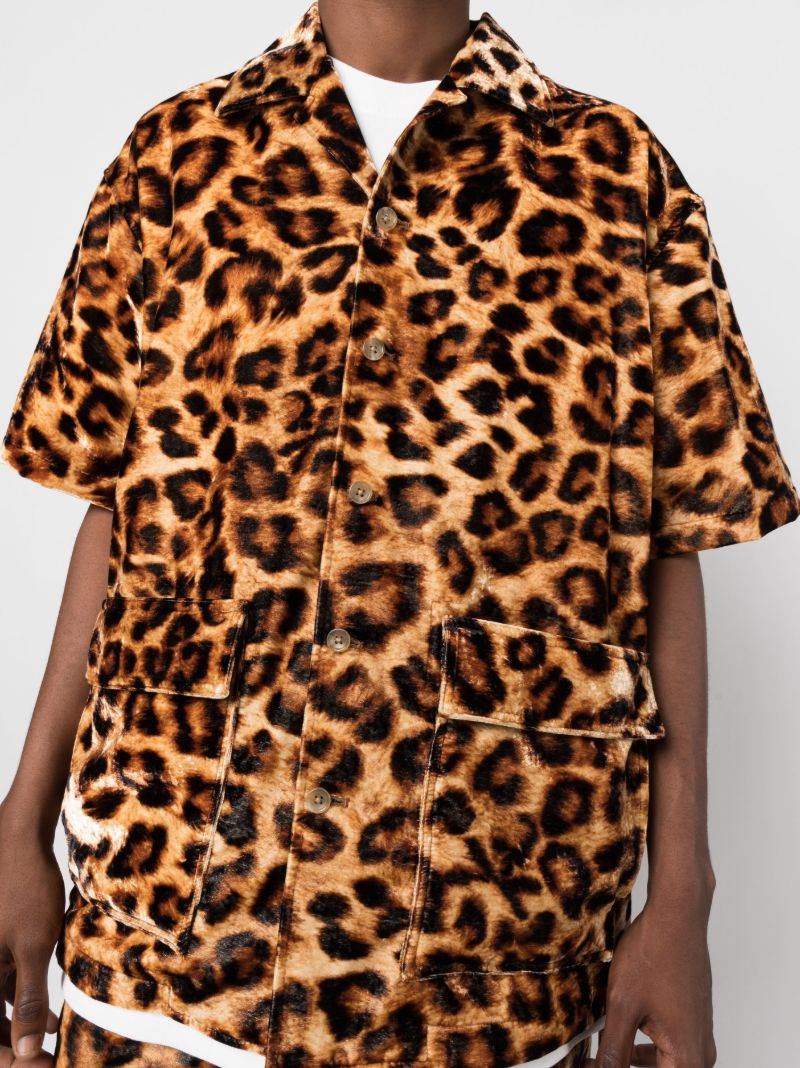 Brown Leopard Print Short-sleeve Shirt