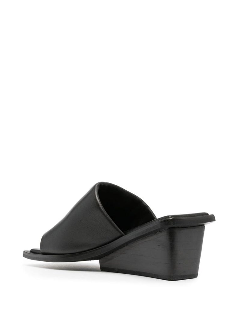 Black 65 Wedge Leather Sandals