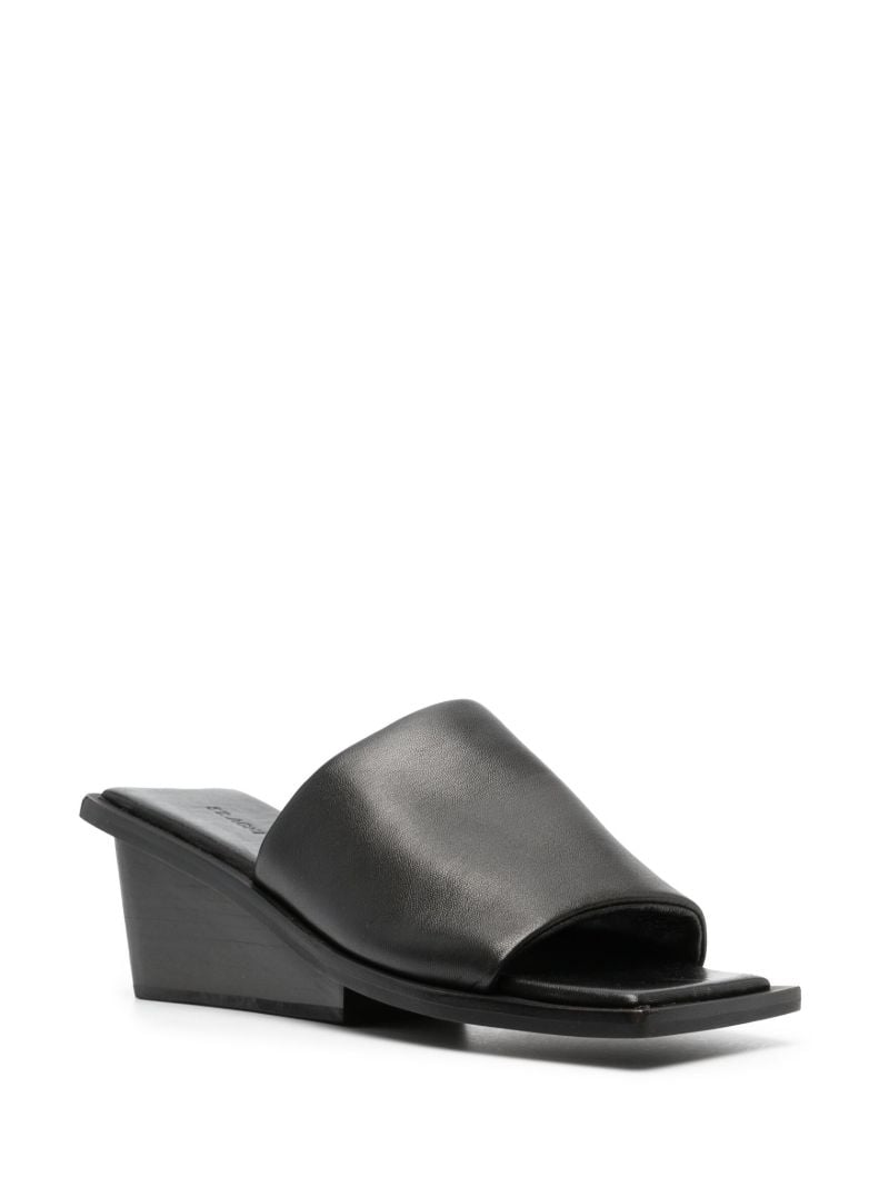 Black 65 Wedge Leather Sandals