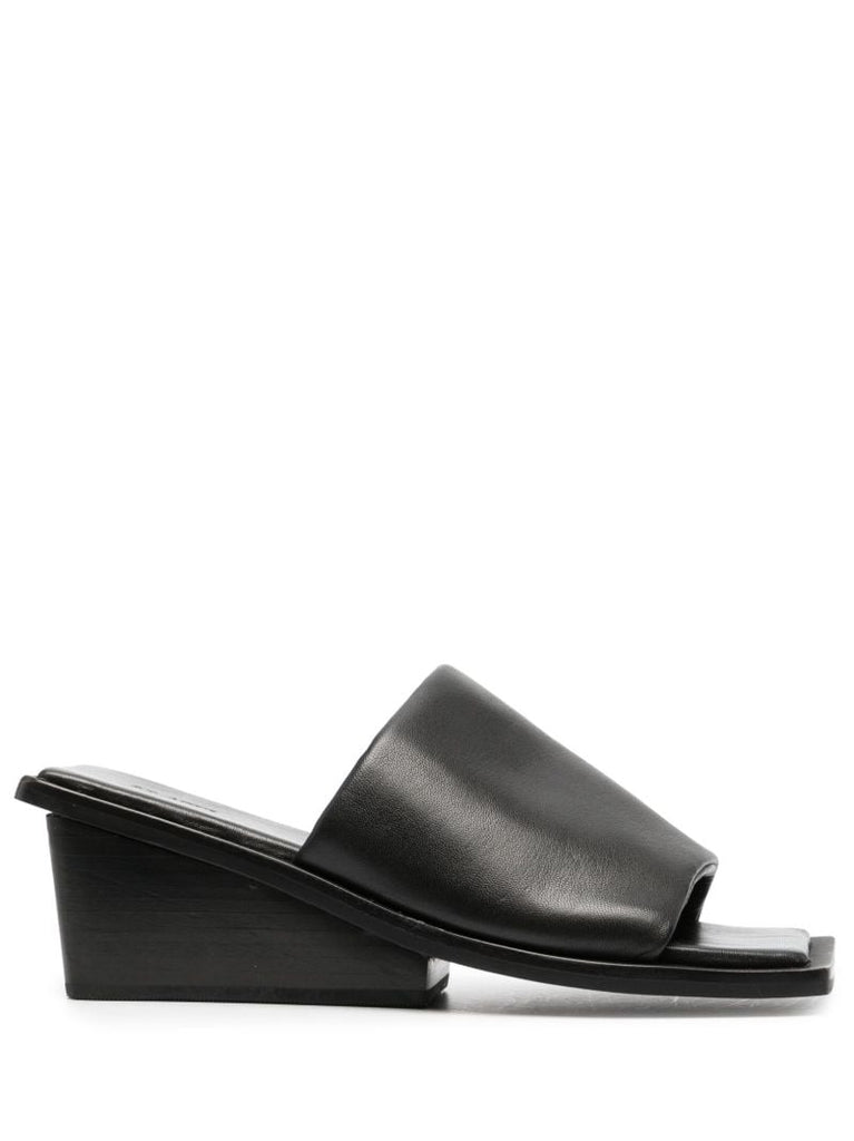 Black 65 Wedge Leather Sandals
