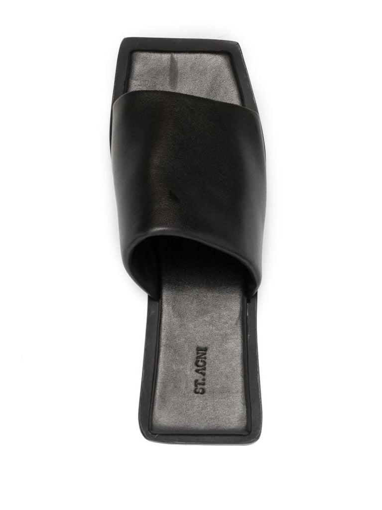 Black 65 Wedge Leather Sandals