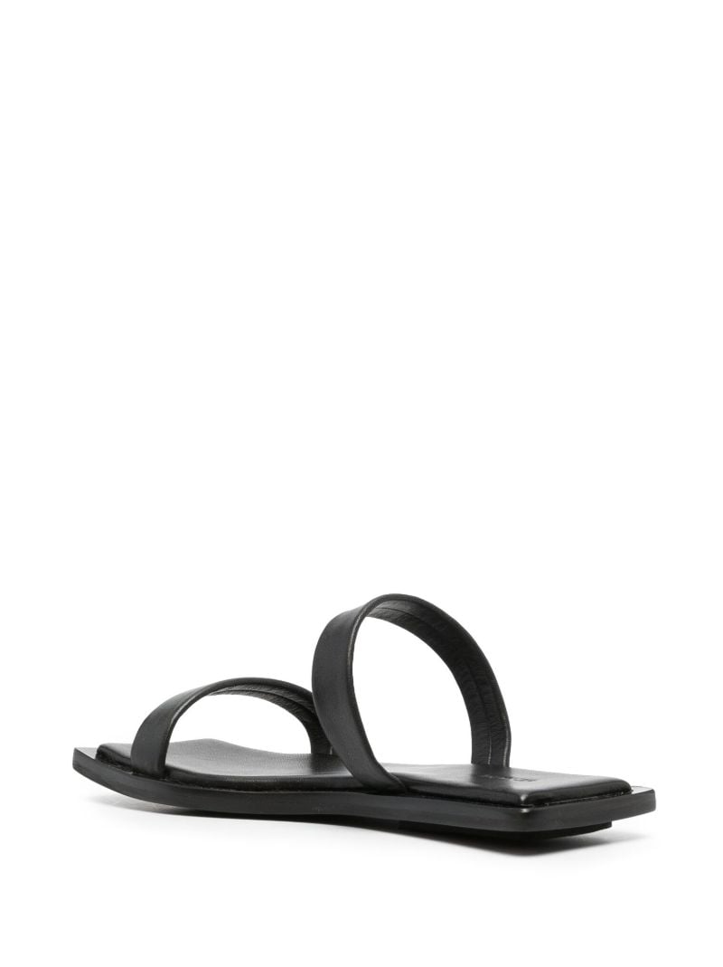 Black Flat Leather Sandals