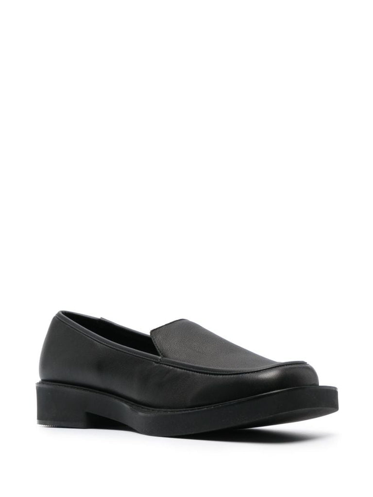 Black Square-toe Leather Loafers