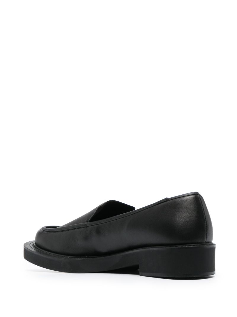 Black Square-toe Leather Loafers