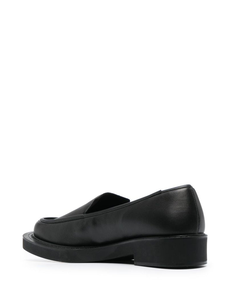 Black Square-toe Leather Loafers