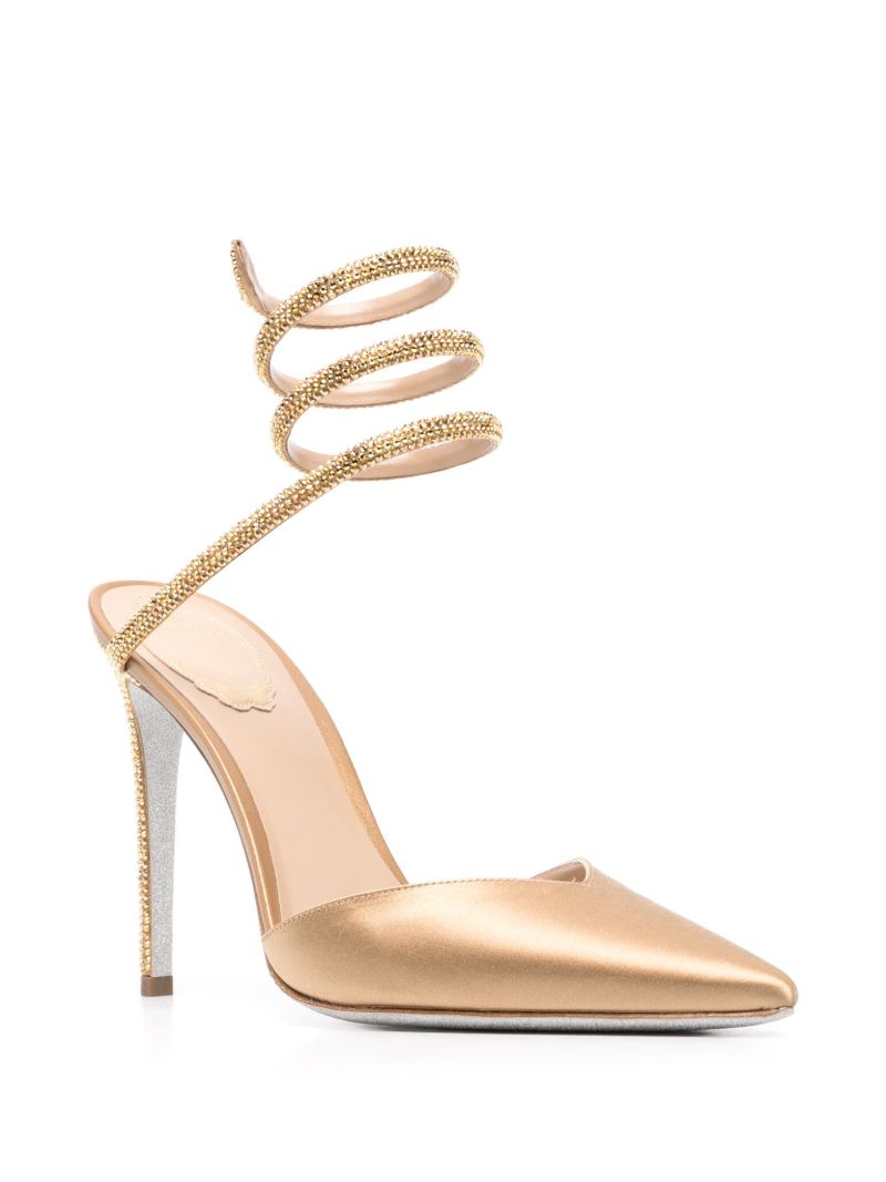 Gold-tone 105 Pointed Toe Crystal Pumps