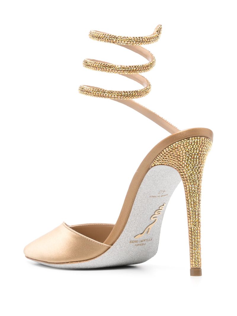 Gold-tone 105 Pointed Toe Crystal Pumps