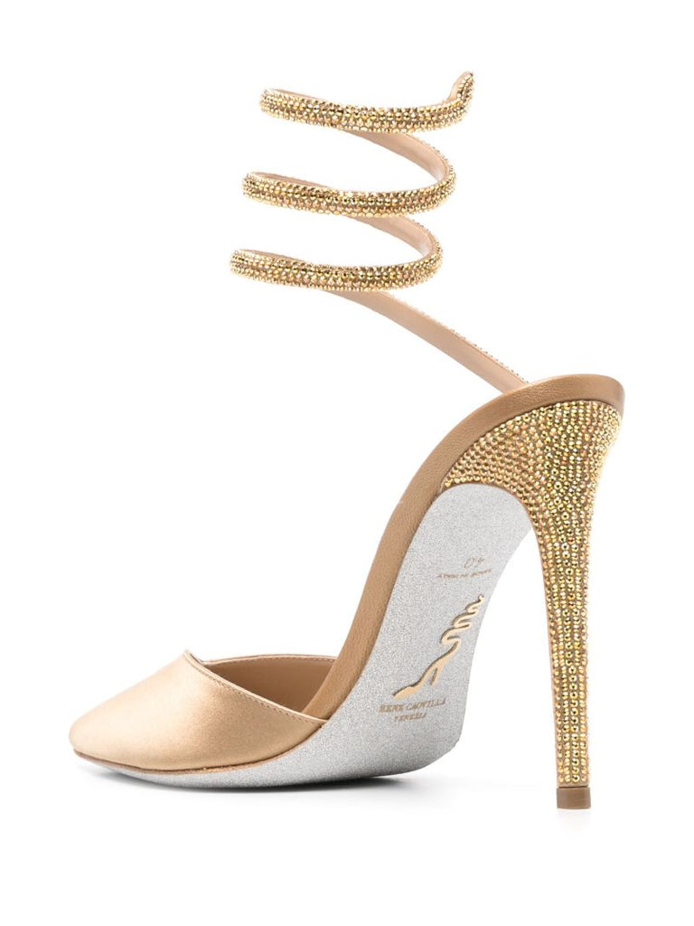 Gold-tone 105 Pointed Toe Crystal Pumps