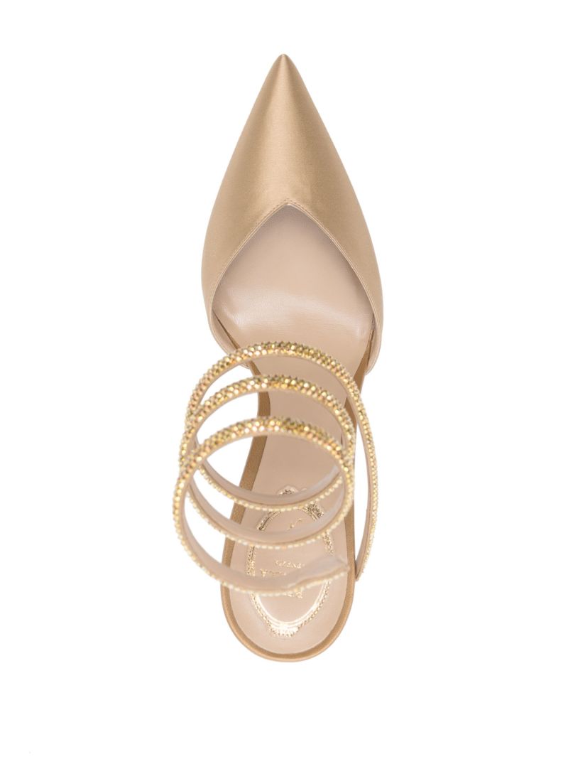 Gold-tone 105 Pointed Toe Crystal Pumps